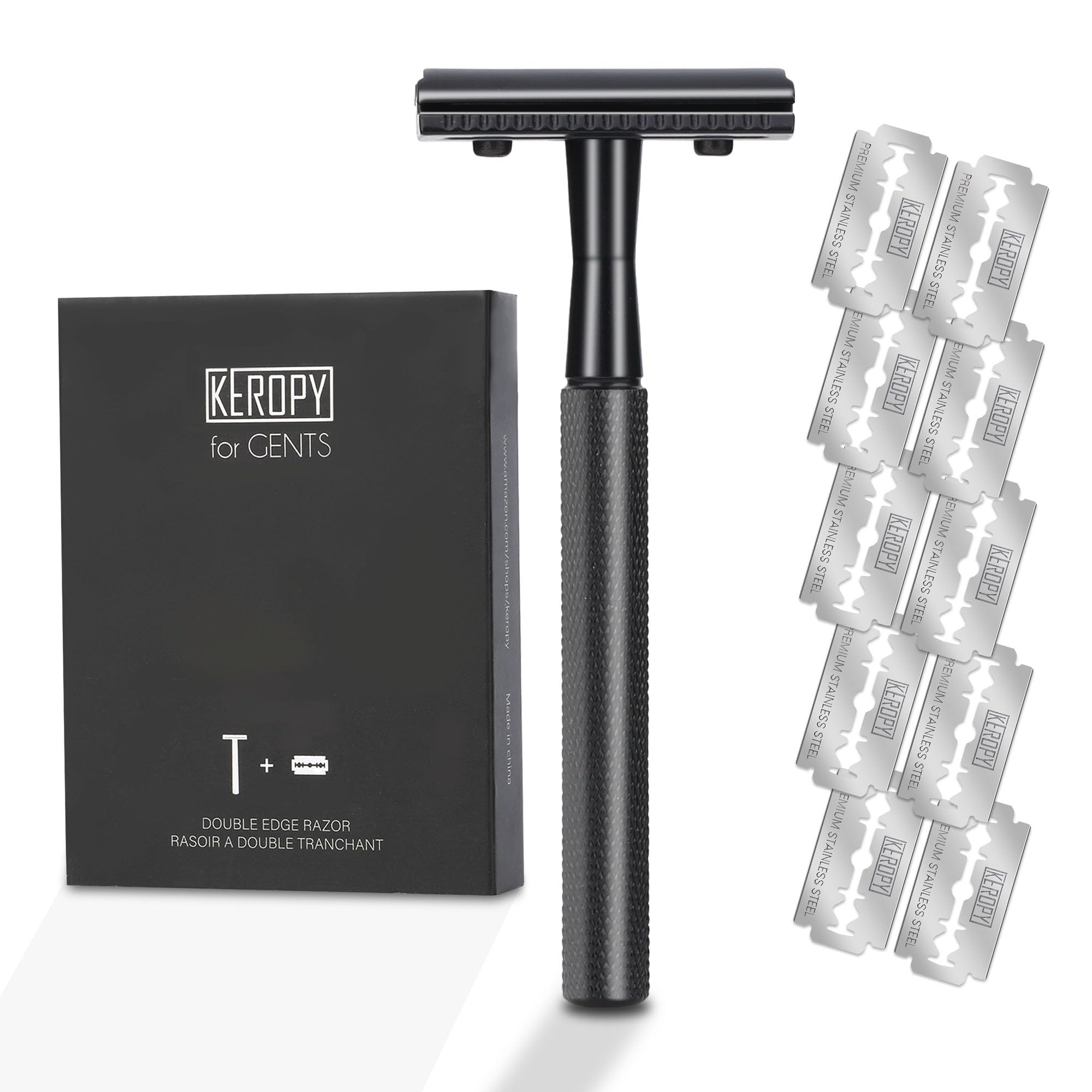 Keropy eco-friendly safety razor gun black held for daily smooth shave