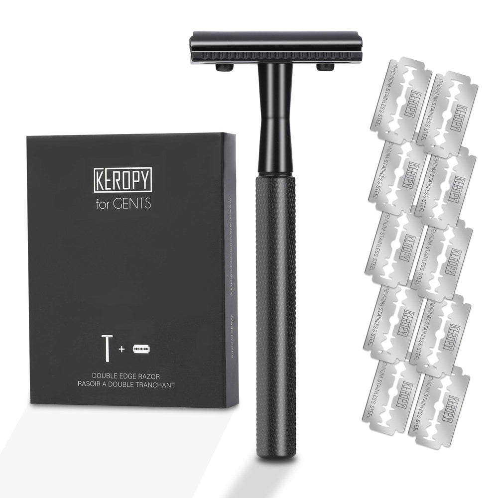 Keropy eco-friendly safety razor gun black held for daily smooth shave