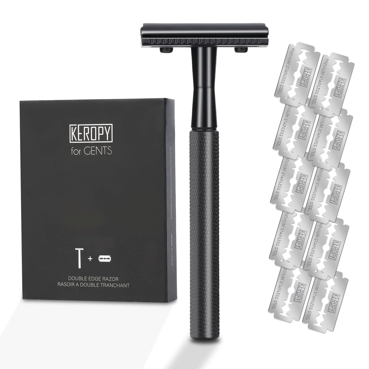 Keropy eco-friendly safety razor gun black held for daily smooth shave