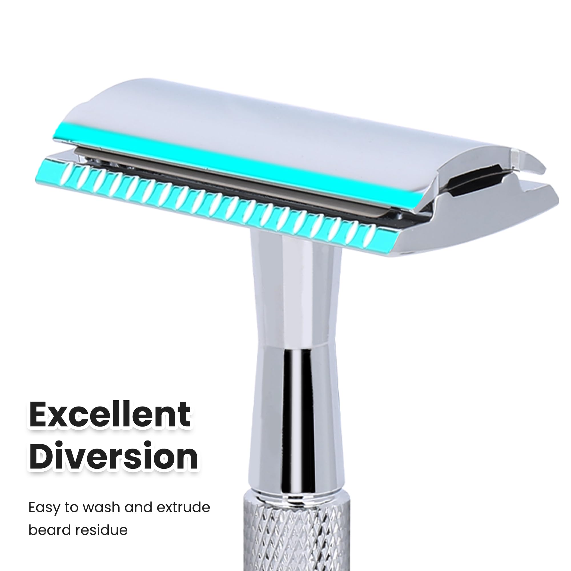 Keropy safety razor close-diversion-port design close-up for gentle, controlled passes