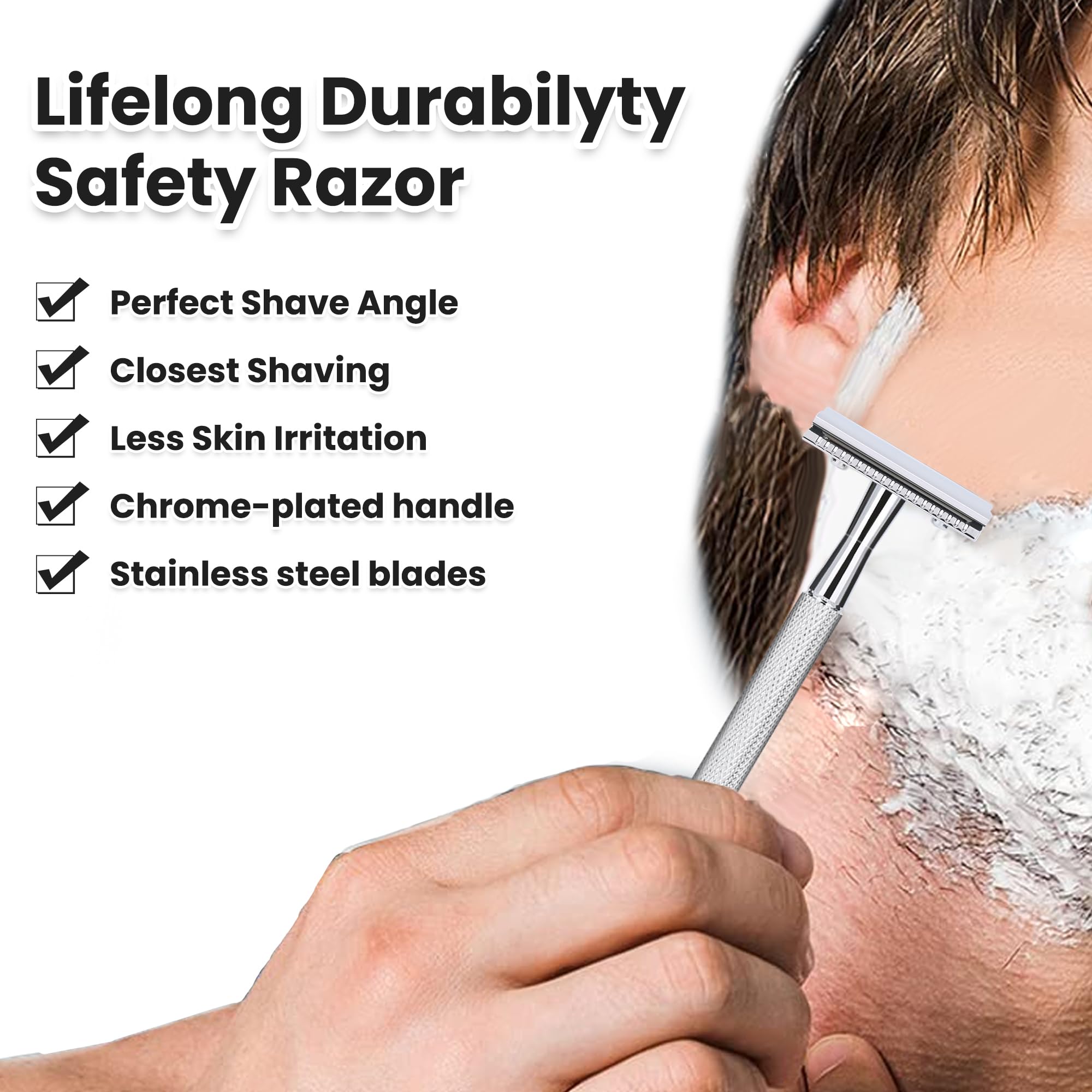 Keropy glossy-silver razor full-shot demonstrates elegant style for daily use