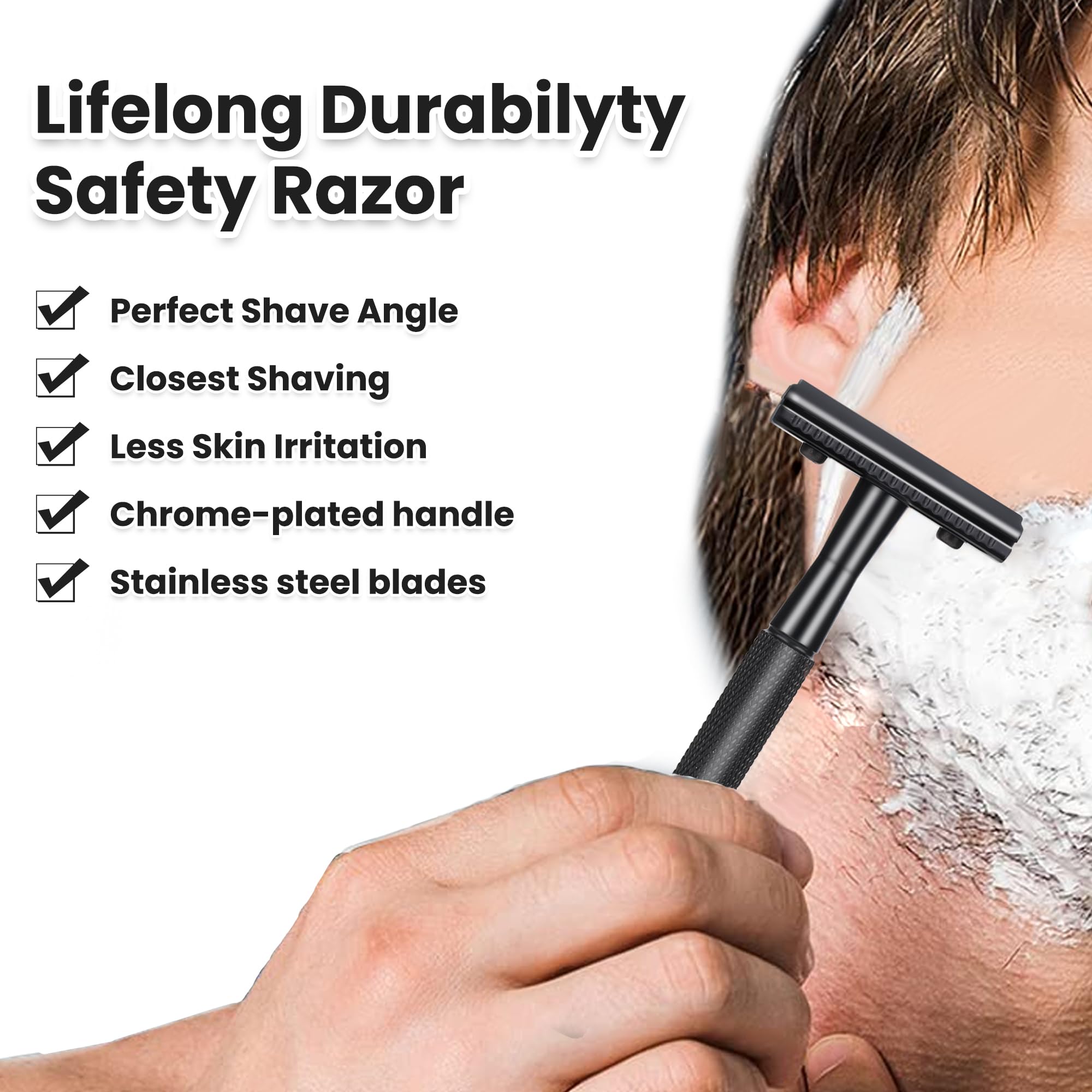 Keropy slim-head shaving razor fits under the nose for precise trimming