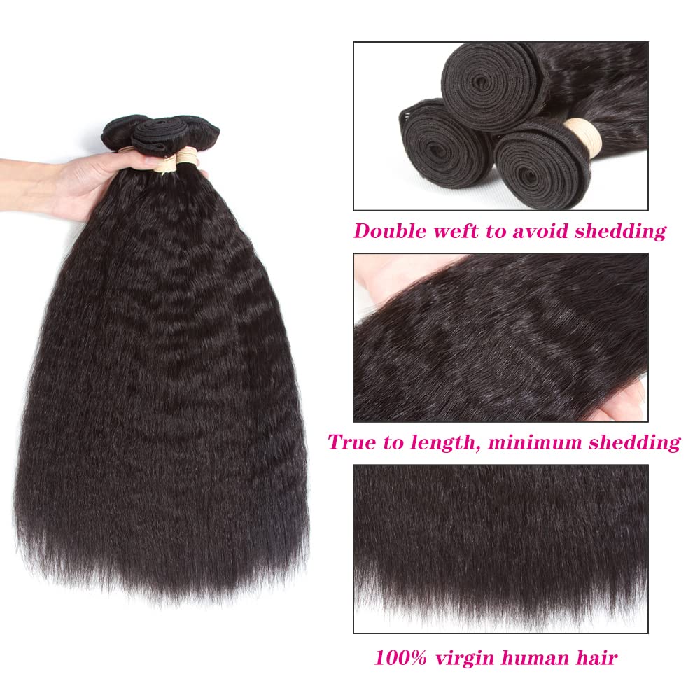 Kerriana Yaki Bundles 14-inch kinky straight texture close-up—soft natural feel