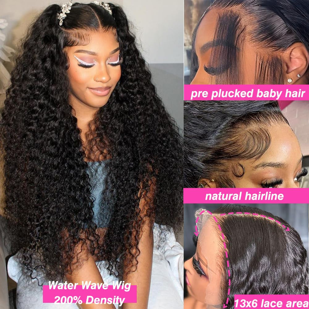 Keseyo 30inch water wave wig 13x6 lace enables seamless parting and versatile styling.