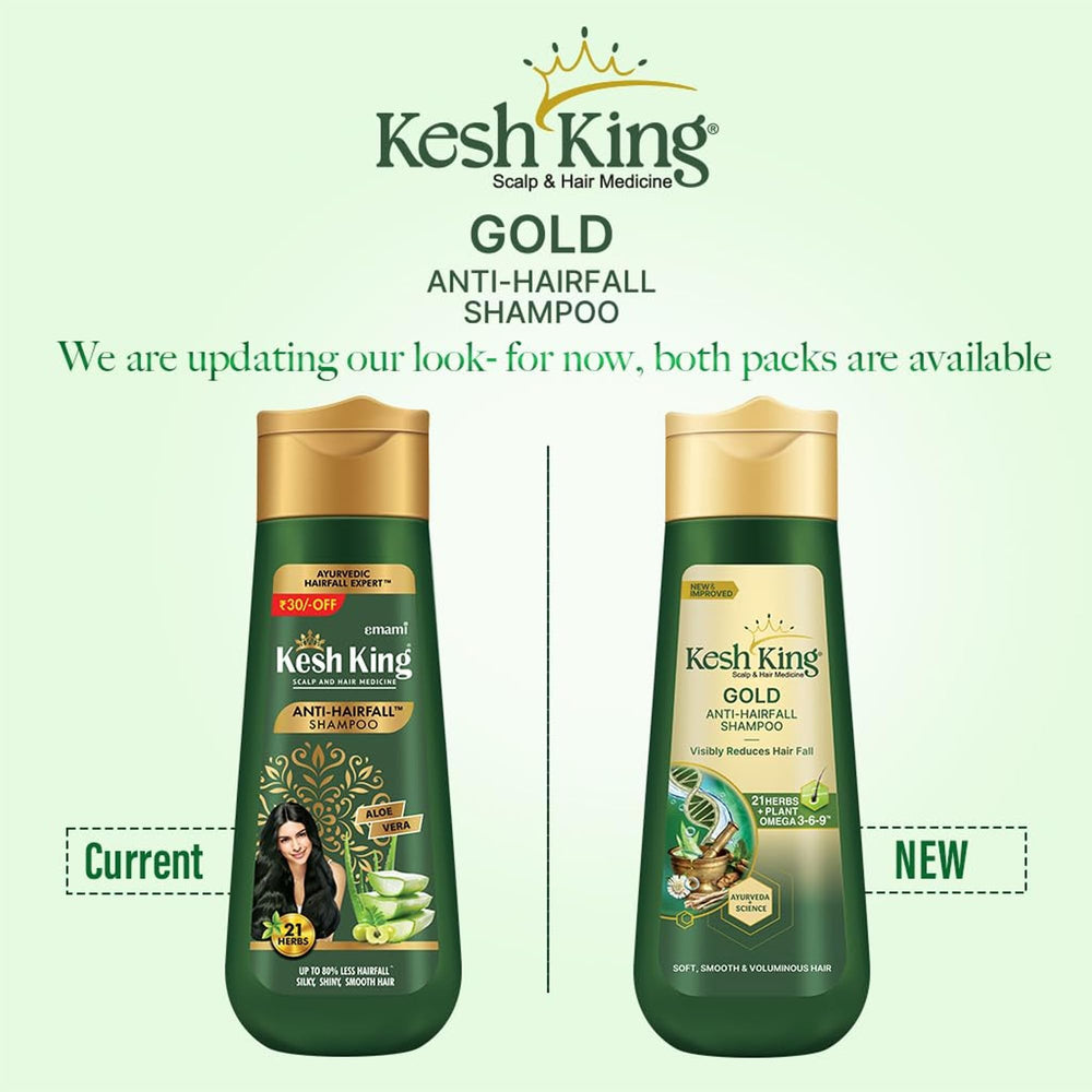 KESH KING Ayurvedic herbs illustration emphasizing 21-herb hair vitality blend.