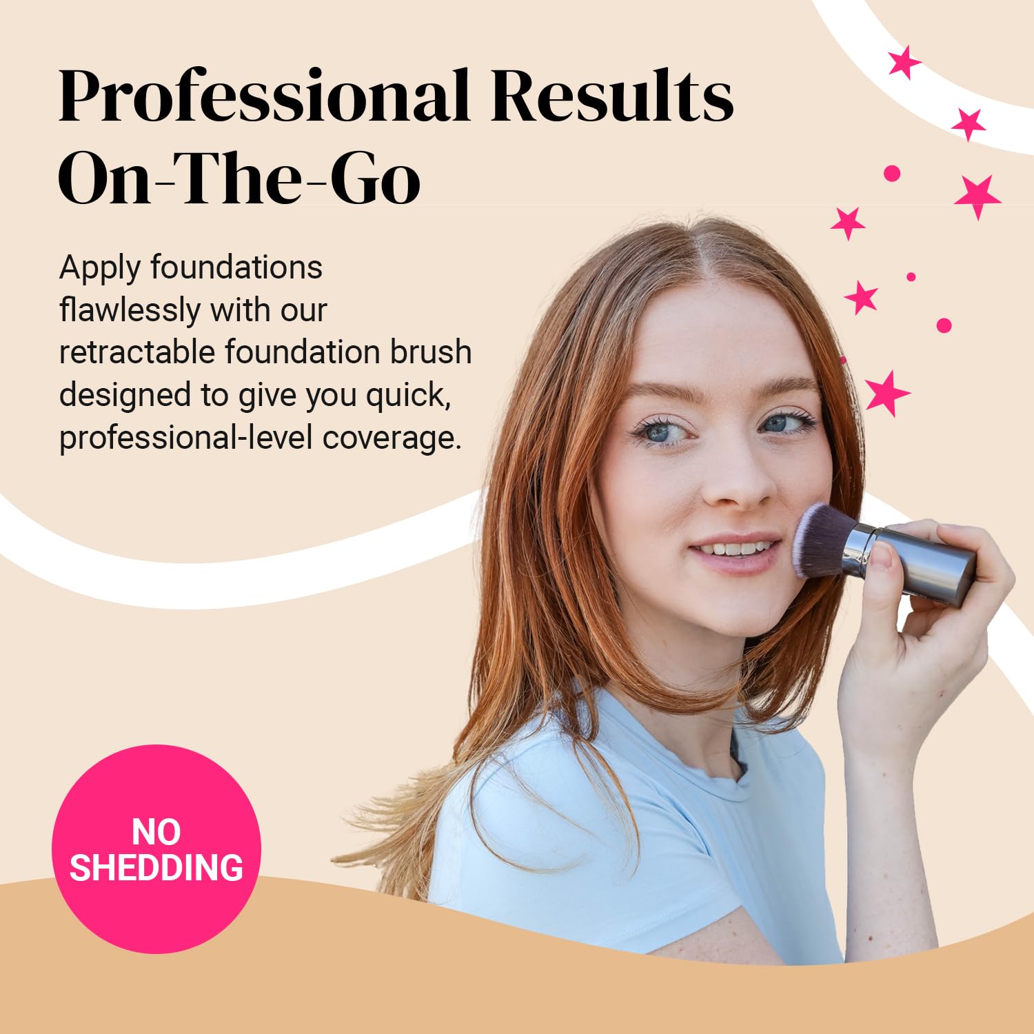 KESHIMA flat top retractable brush close-up shows soft synthetic bristles for gentle application
