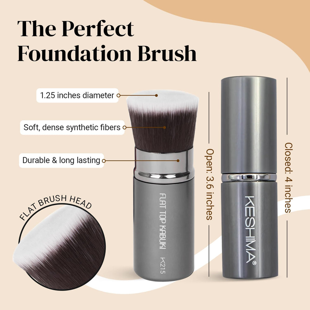 KESHIMA flat top retractable brush with open cap for quick touch-ups