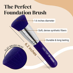 Keshima foundation application with neon purple brush delivers even coverage for liquid and cream bases.