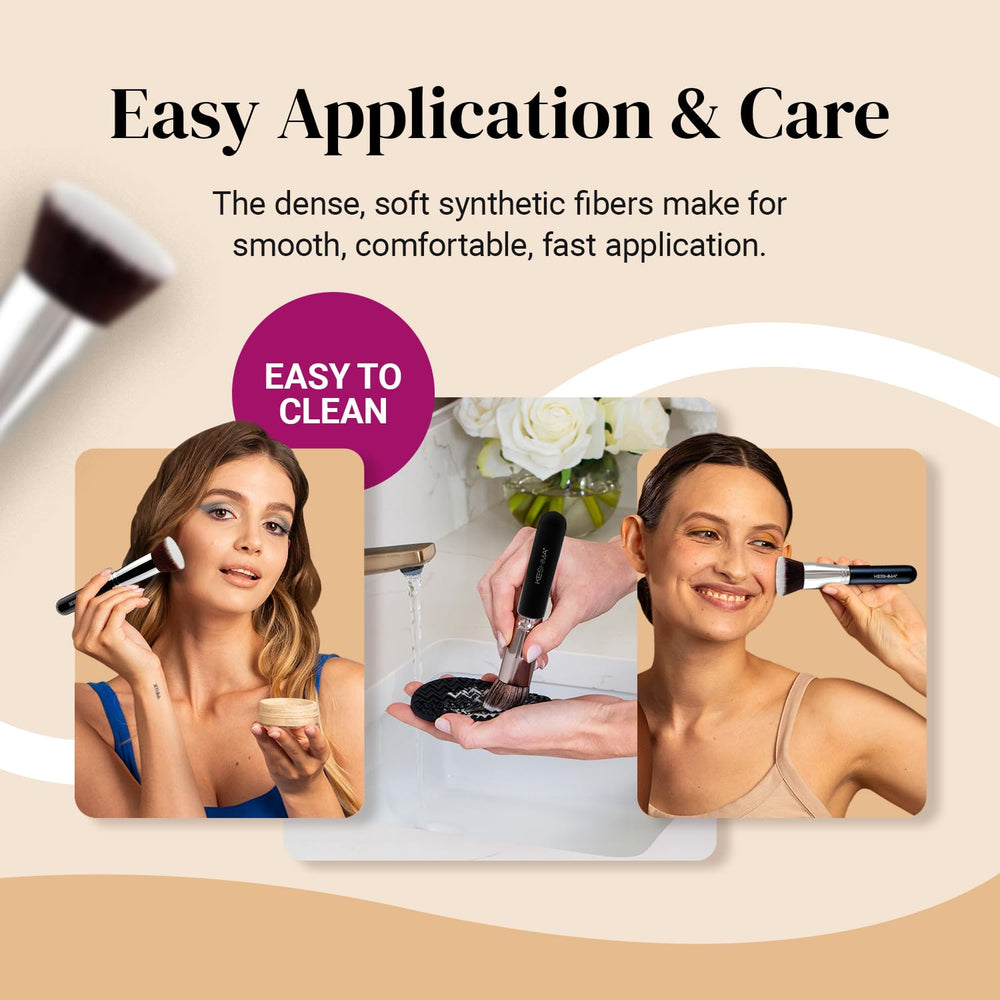 KESHIMA Liquid foundation application with flat top for even, skin-like coverage.