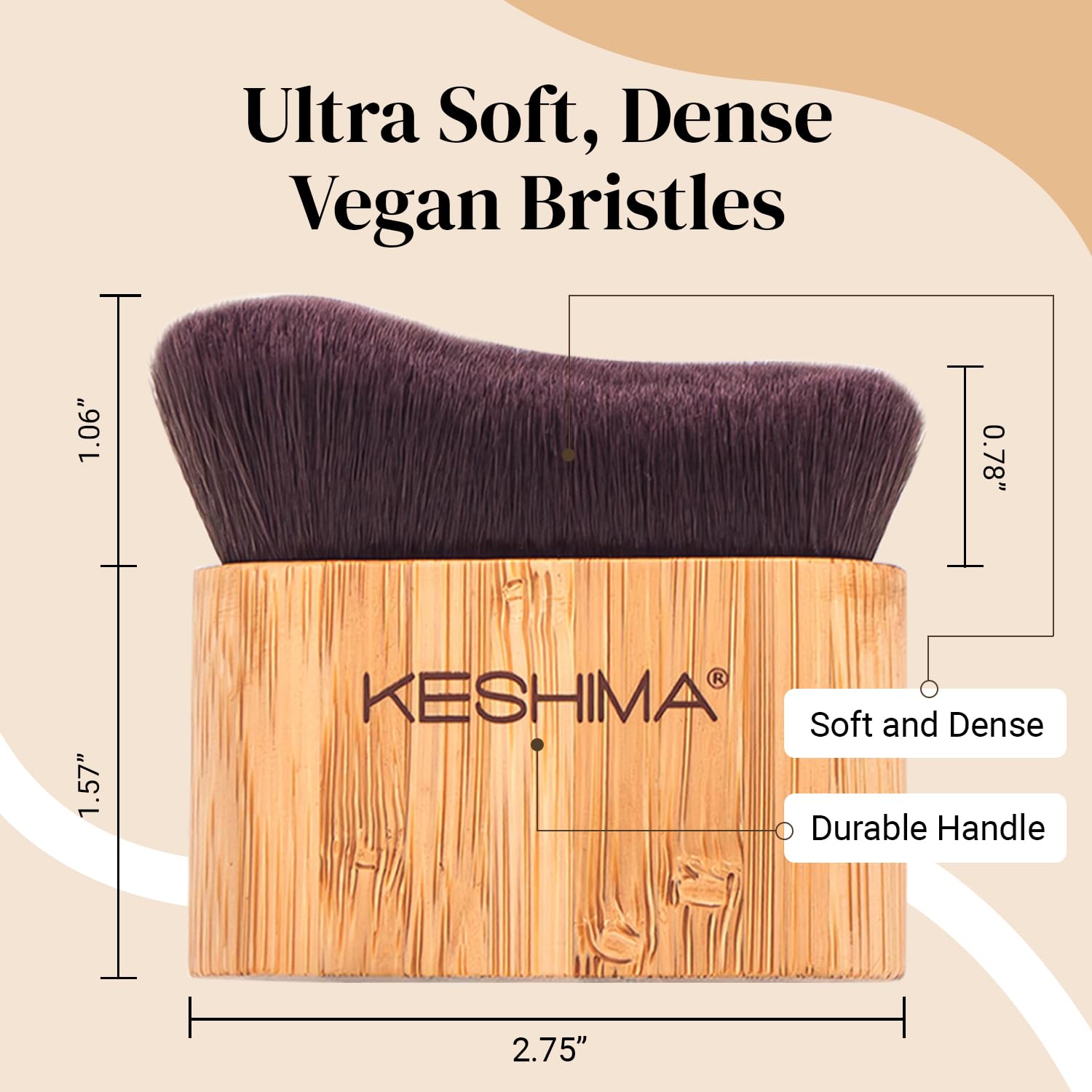 Keshima ultra-soft bristles deliver comfortable blending for self tan and body makeup
