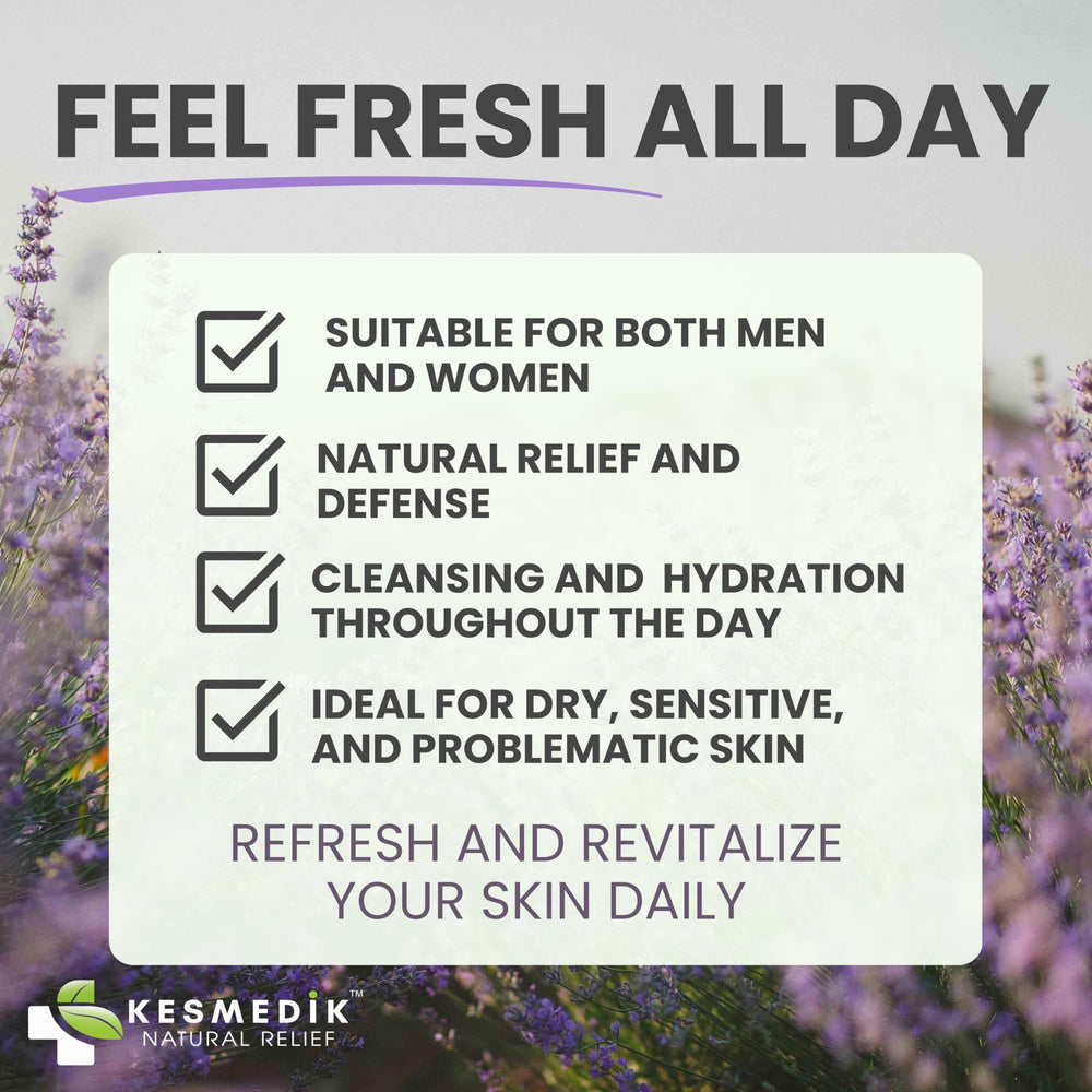 KESMEDIK After-shower routine image suggests fresh, balanced skin feel