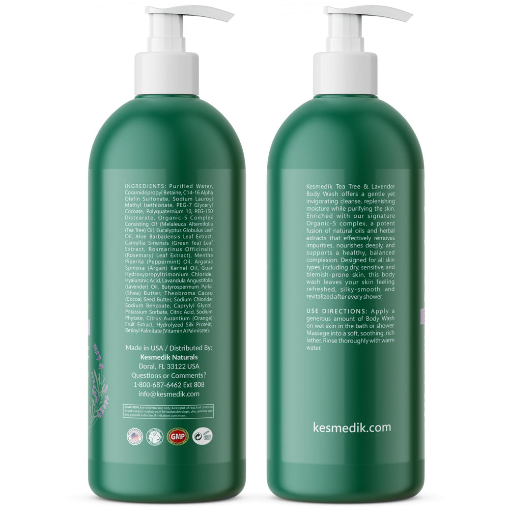 KESMEDIK Tea Tree Lavender intimate-use graphic conveys gentle daily wash