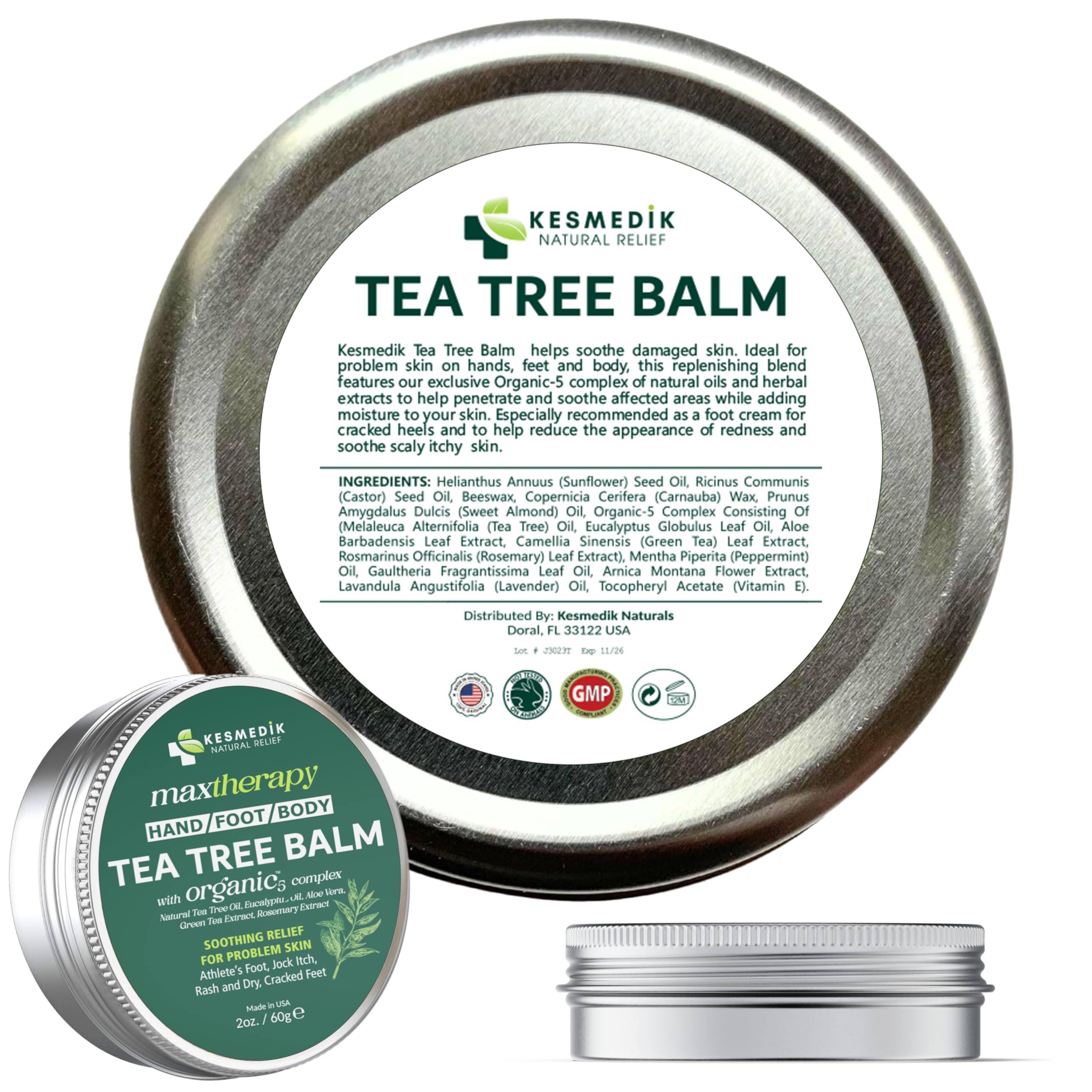 KESMEDIK Tea Tree Oil MaxTherapy Balm soothes insect bite irritation gently.
