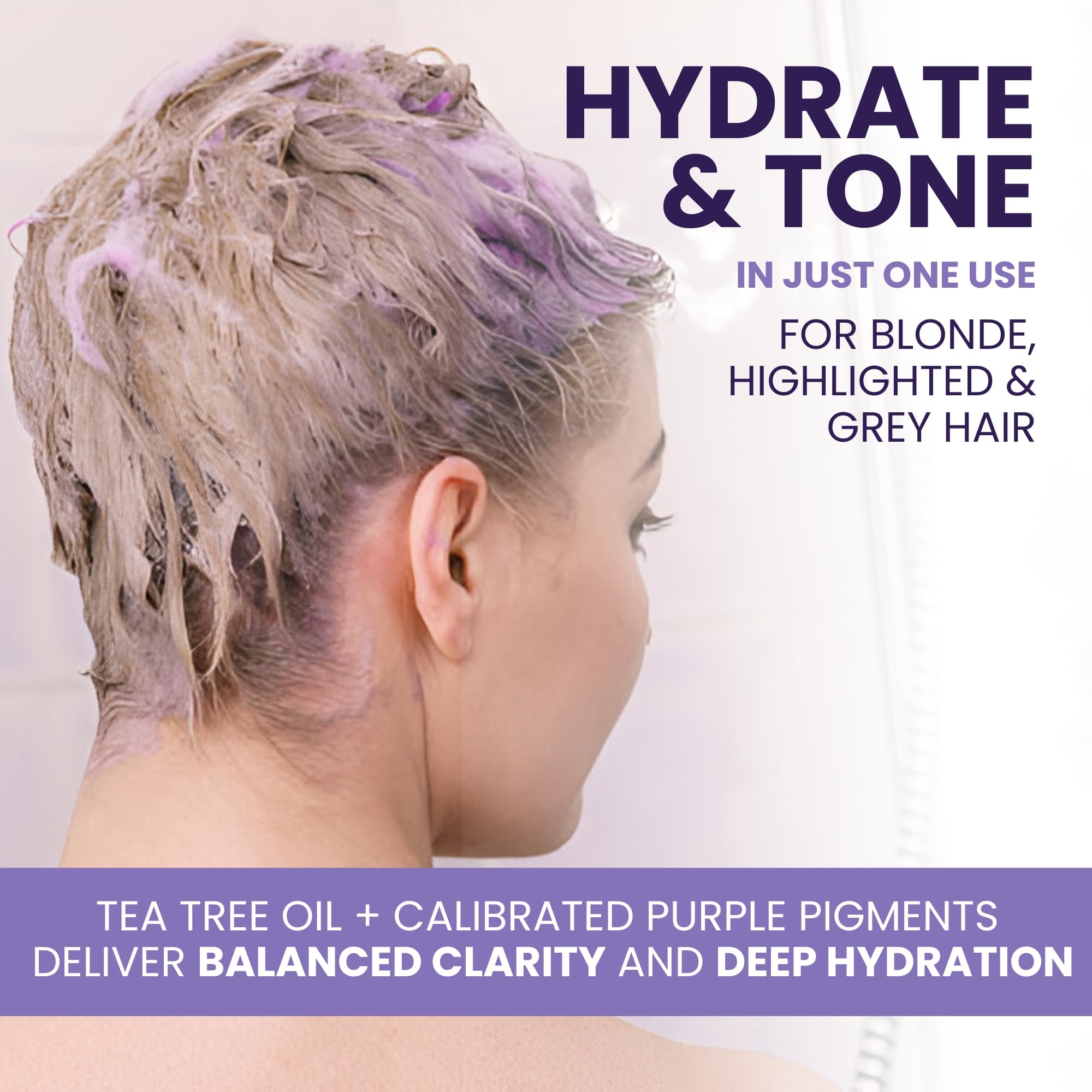 KESMEDIK Tea Tree Purple Conditioner sits on the counter for easy, salon-ready care.