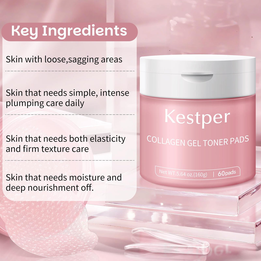 After-use glow from Kestper collagen gel toner pad with hydration