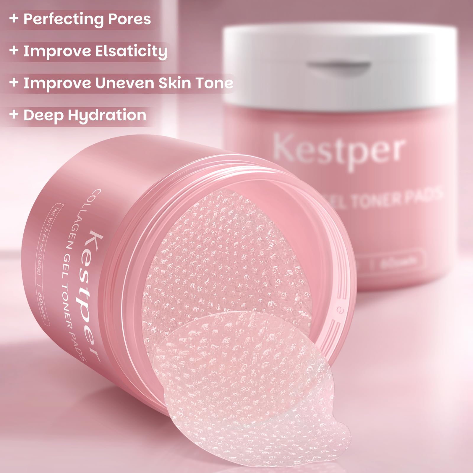 Close-up of Kestper collagen gel toner pad showing gel-coated surface