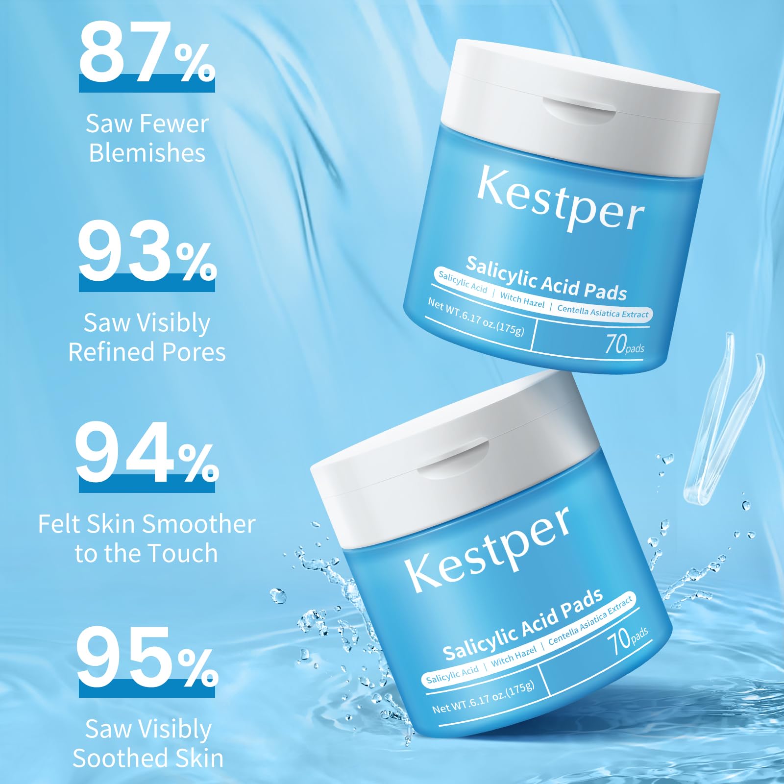 Kestper salicylic pad matte-finish skin after application with oil balance