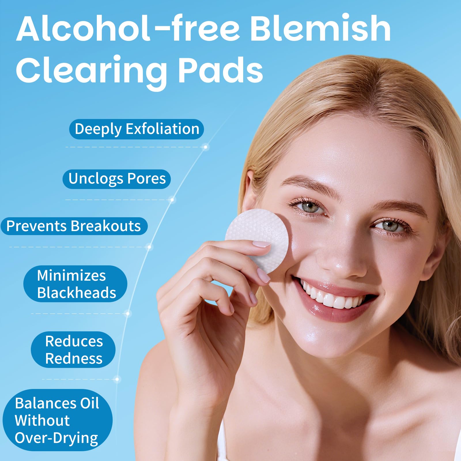 Kestper salicylic pad witch hazel close-up emphasizing soothing redness relief