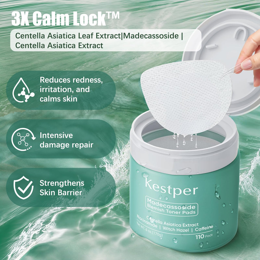 Kestper Toner Pads Centella Asiática ingrediente clave para la barrera.