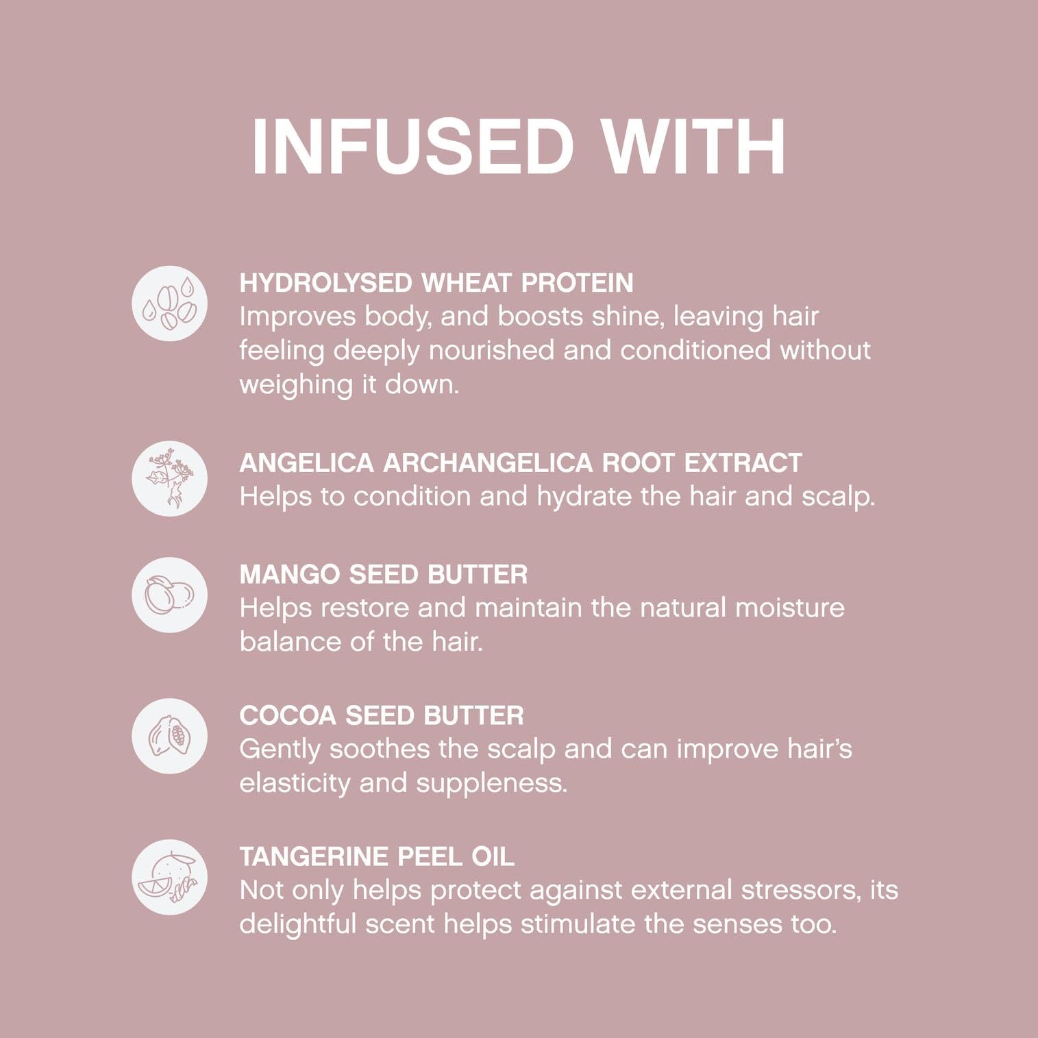 ANGEL.RINSE sulphate-free formula shown for gentle conditioning.