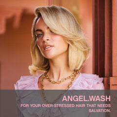 KEVIN.MURPHY ANGEL.WASH bottle with pump highlights lightweight nourishment for coloured hair