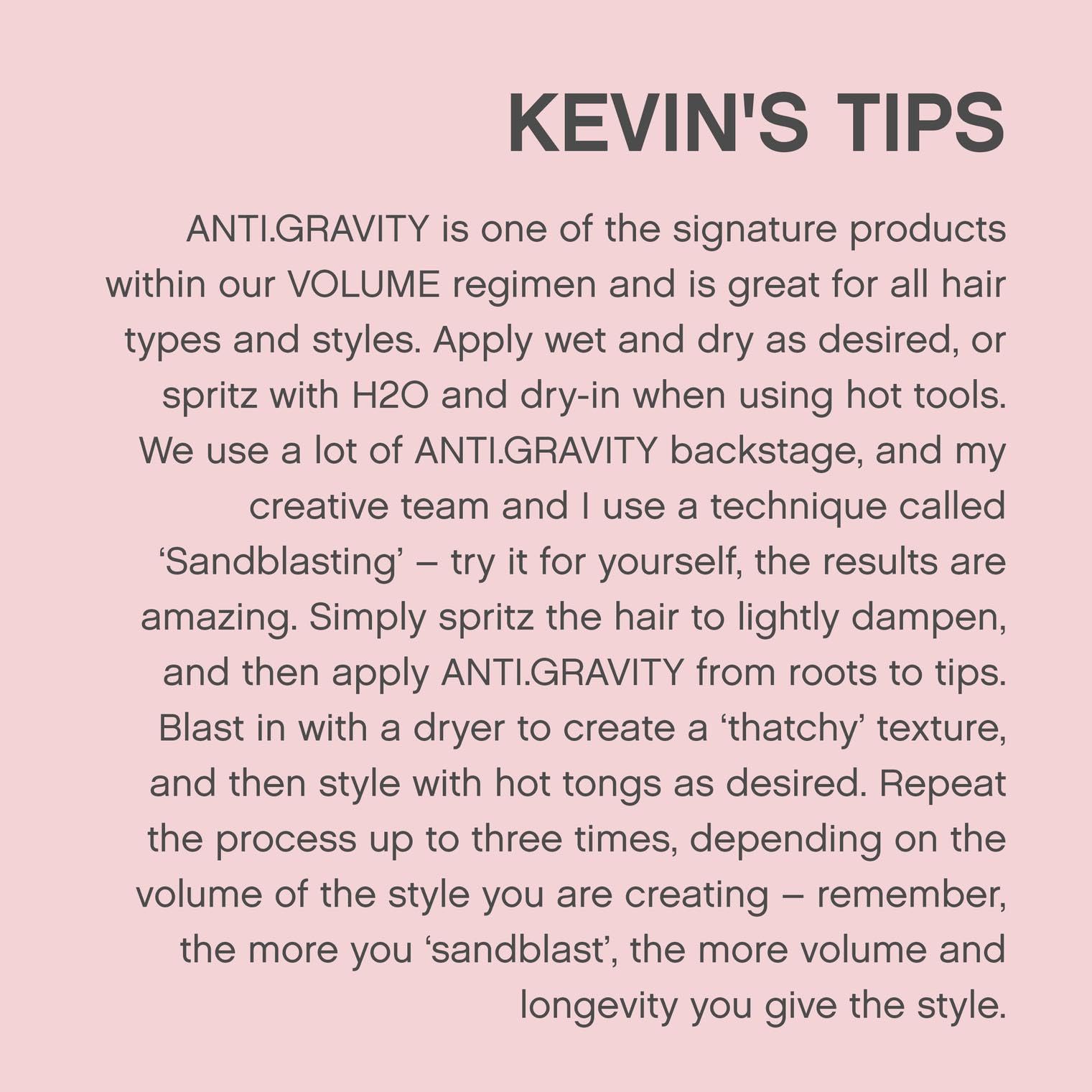 KEVIN.MURPHY ANTI.GRAVITY packaging close-up showing eco-friendly design.