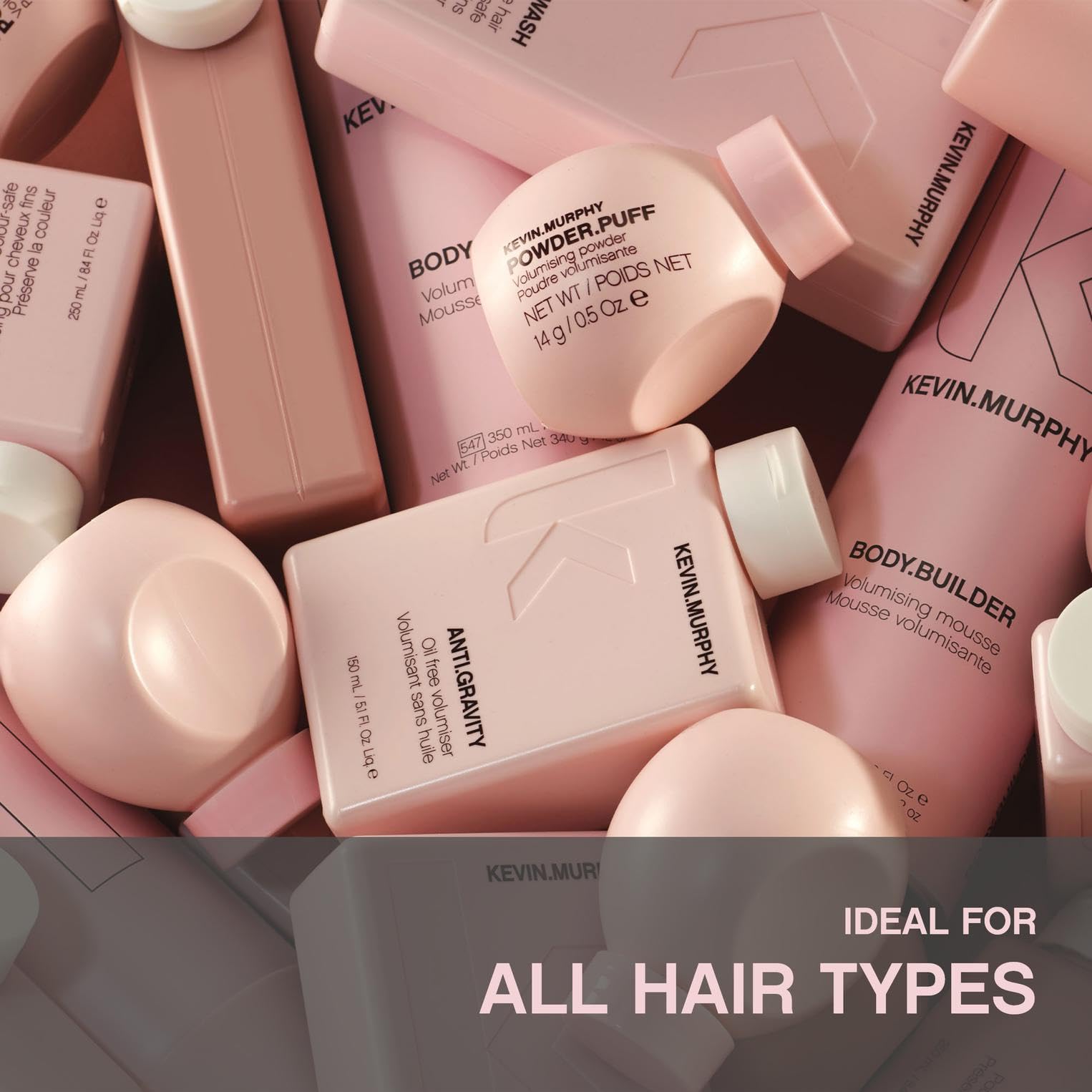 KEVIN.MURPHY ANTI.GRAVITY shine on styled hair after application.
