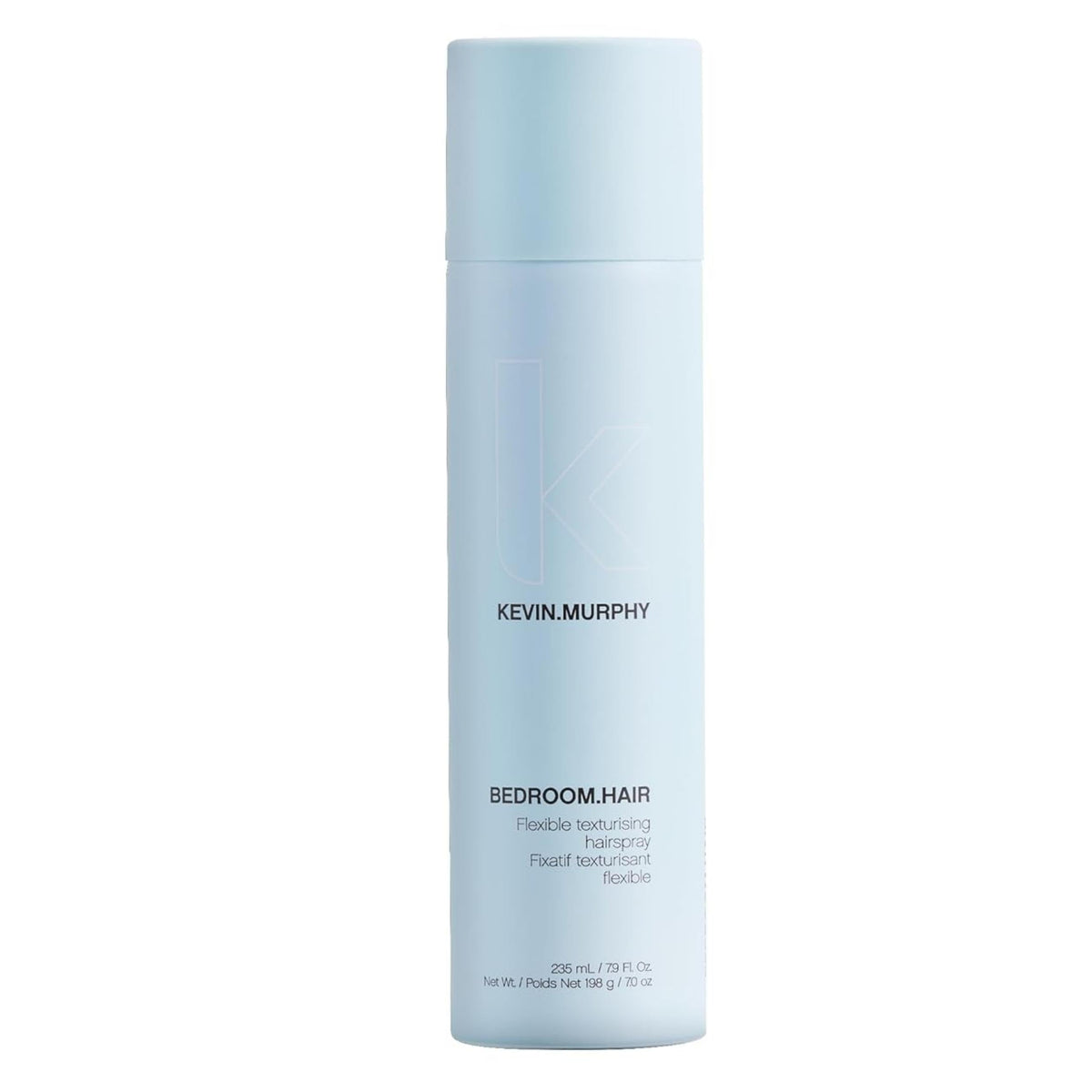 KEVIN.MURPHY BEDROOM.HAIR bottle closeup showing flexible hold and touchable texture.
