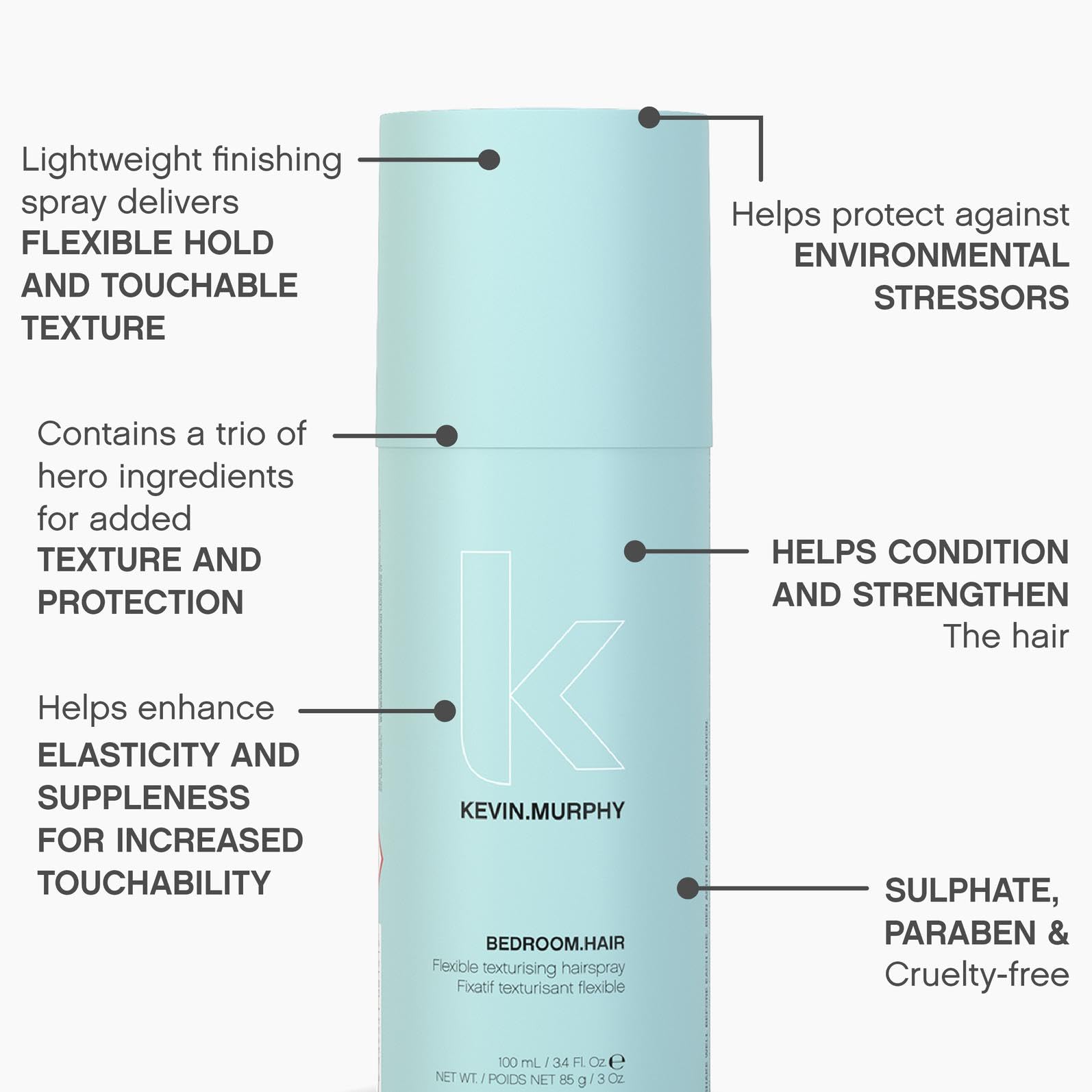 KEVIN.MURPHY BEDROOM.HAIR flexible-hold-application demonstrates breathable texture for bedhead looks