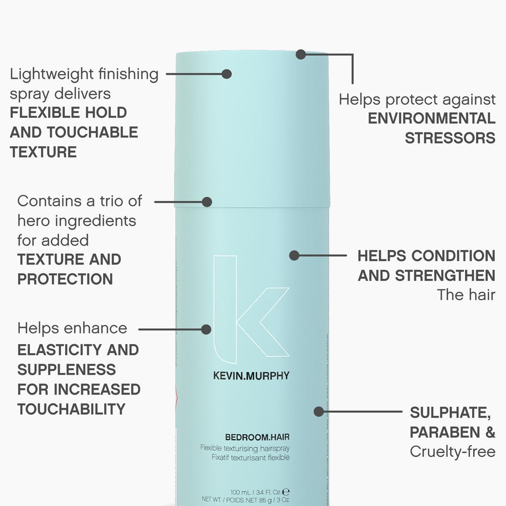 KEVIN.MURPHY BEDROOM.HAIR flexible-hold-application demonstrates breathable texture for bedhead looks