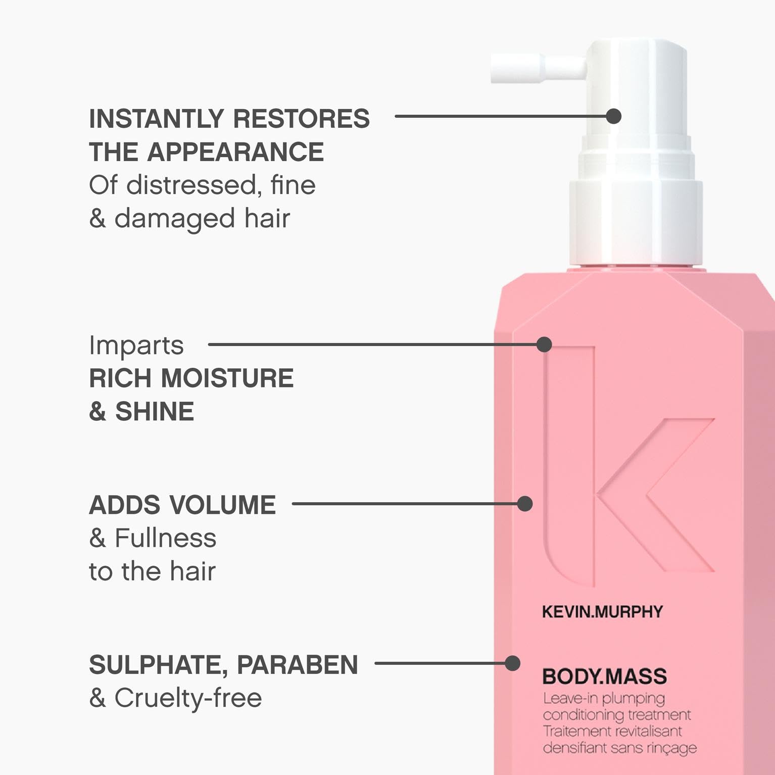 Kevin Murphy Body Mass close up on hair texture showing thickening effect