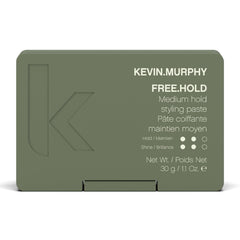 Kevin.Murphy FREE.HOLD jar closeup highlights creamy paste for flexible hold and natural shine.