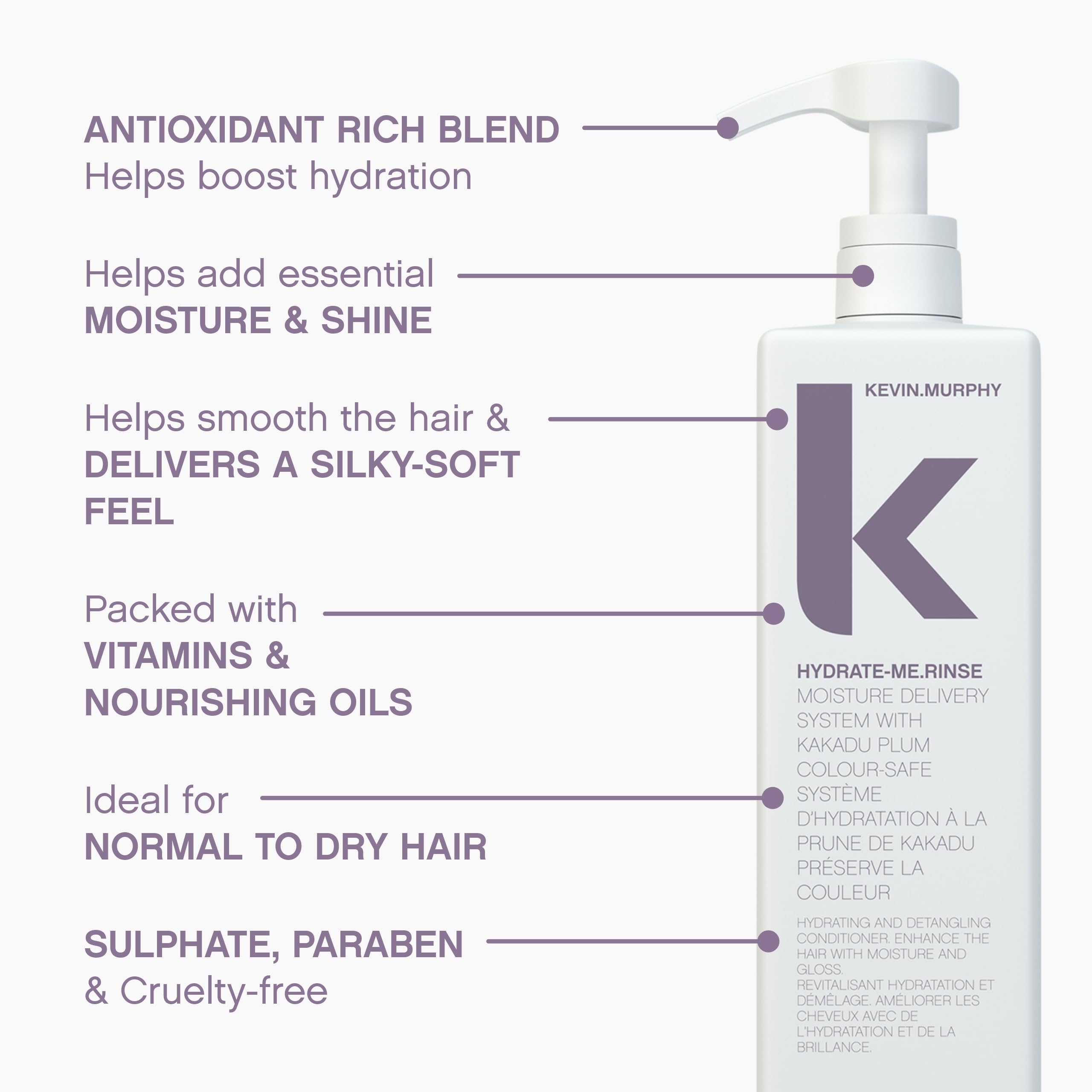 KEVIN.MURPHY Hydrate-Me.Rinse glossy finish highlights natural shine.