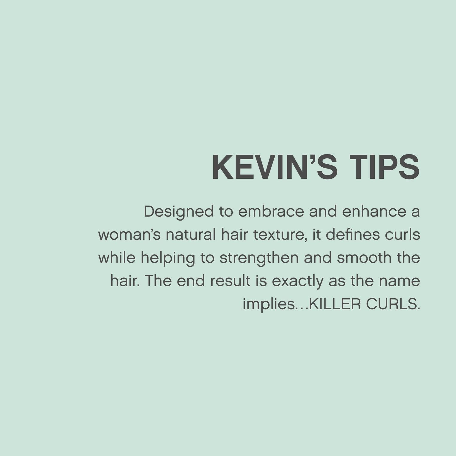 KEVIN.MURPHY Killer.Curls Aloe Vera hydration shown on fresh curls.