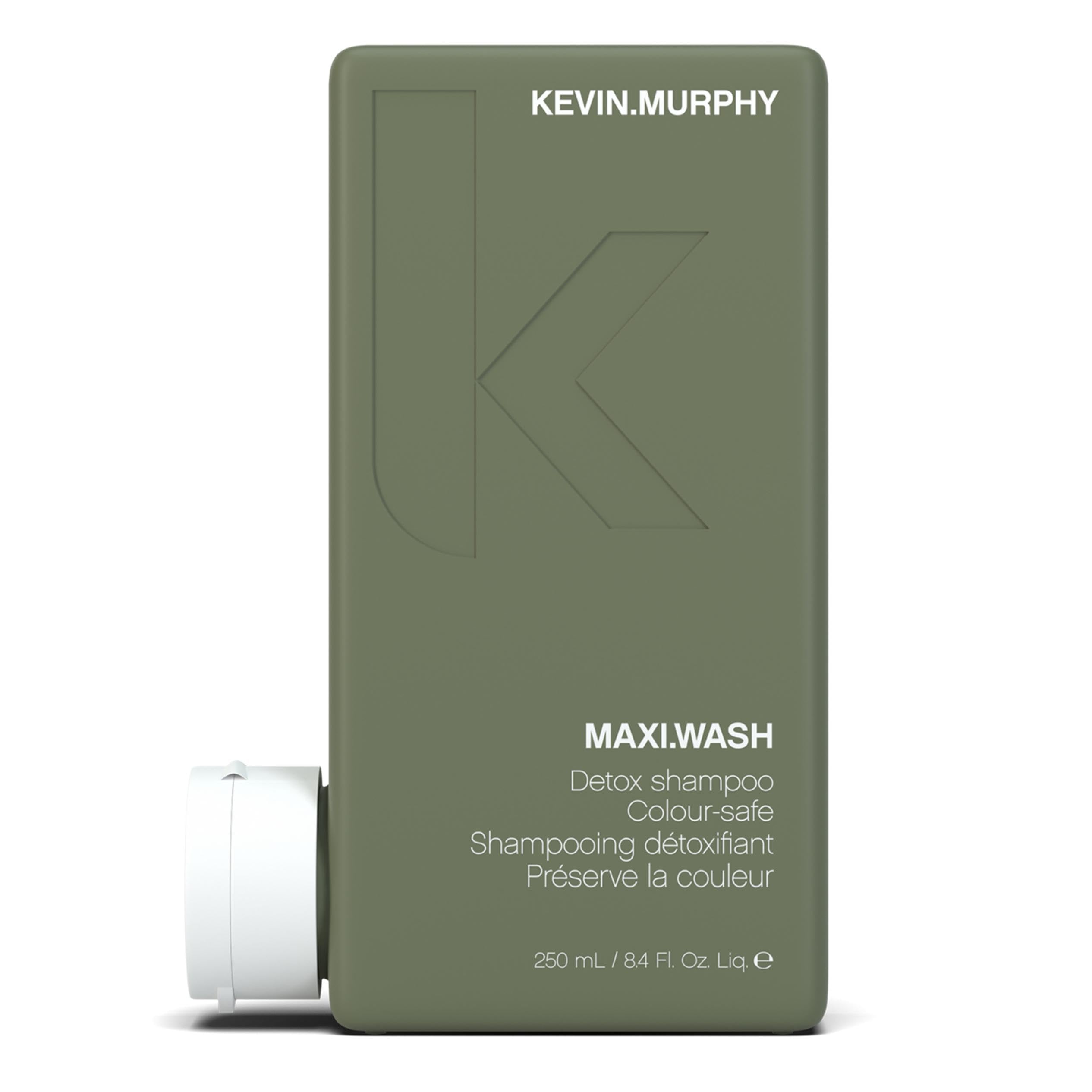 Kevin.Murphy Maxi.Wash detox bottle demonstrates colour-safe cleansing for coloured hair.