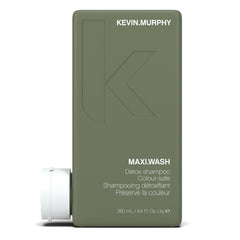 Kevin.Murphy Maxi.Wash detox bottle demonstrates colour-safe cleansing for coloured hair.
