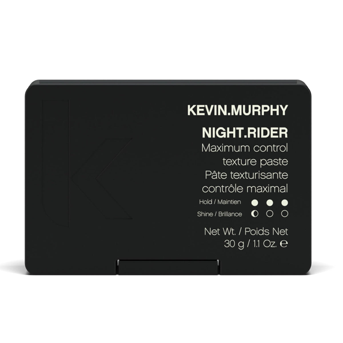 Kevin.Murphy Night.Rider bottle demonstrates strong hold styling.