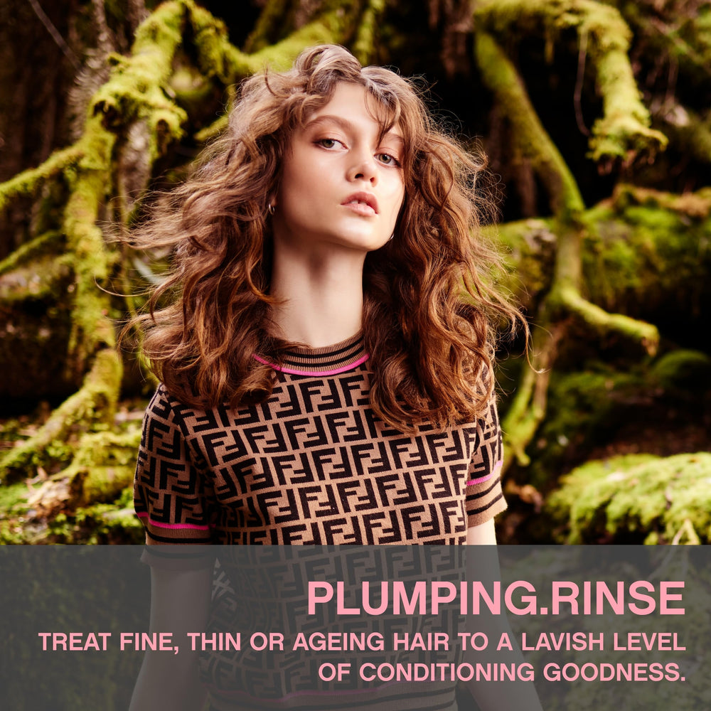 KEVIN.MURPHY PLUMPING.RINSE label detail emphasizes sulphate-free, color-safe care