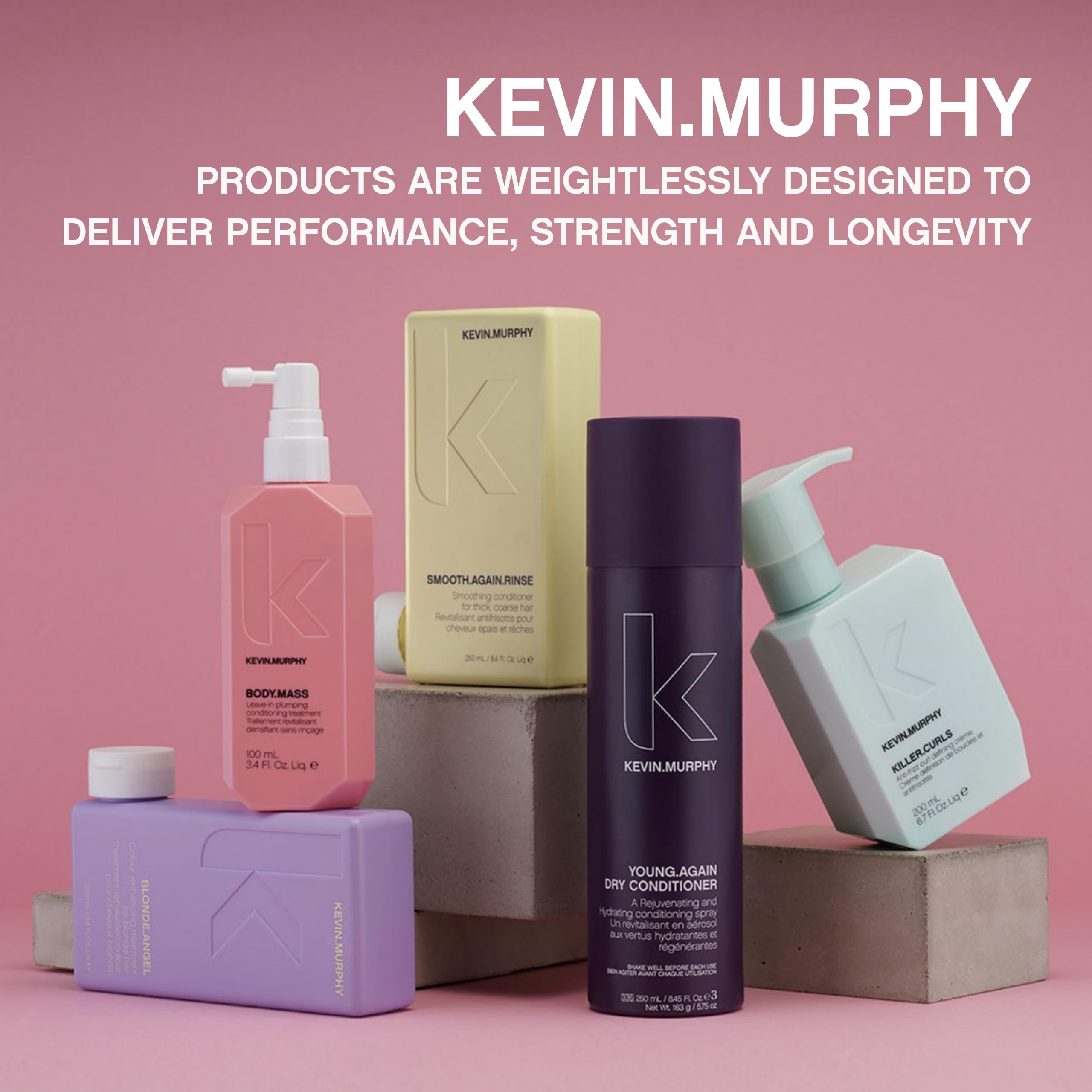 Kevin.Murphy Plumping.Wash on shelf signals premium, daily thickening care.