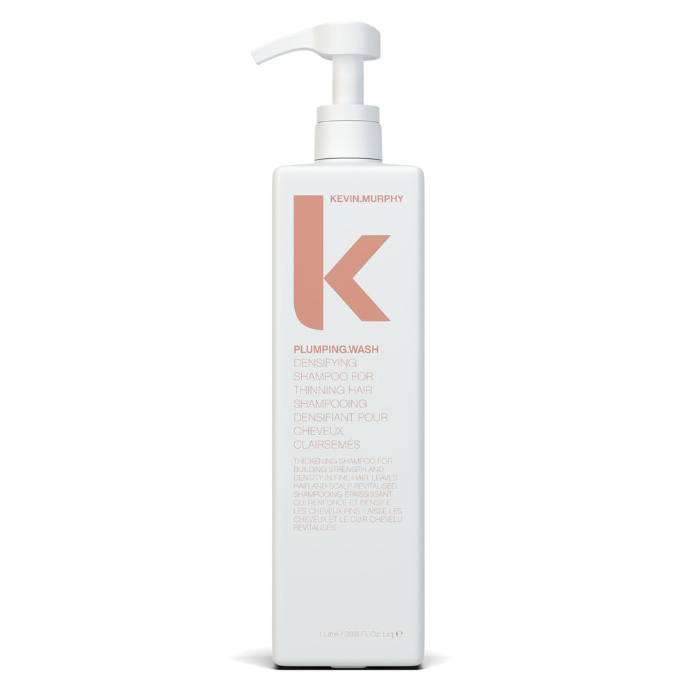 Kevin.Murphy Plumping.Wash bottle front highlights thickening care for fine, aging hair.