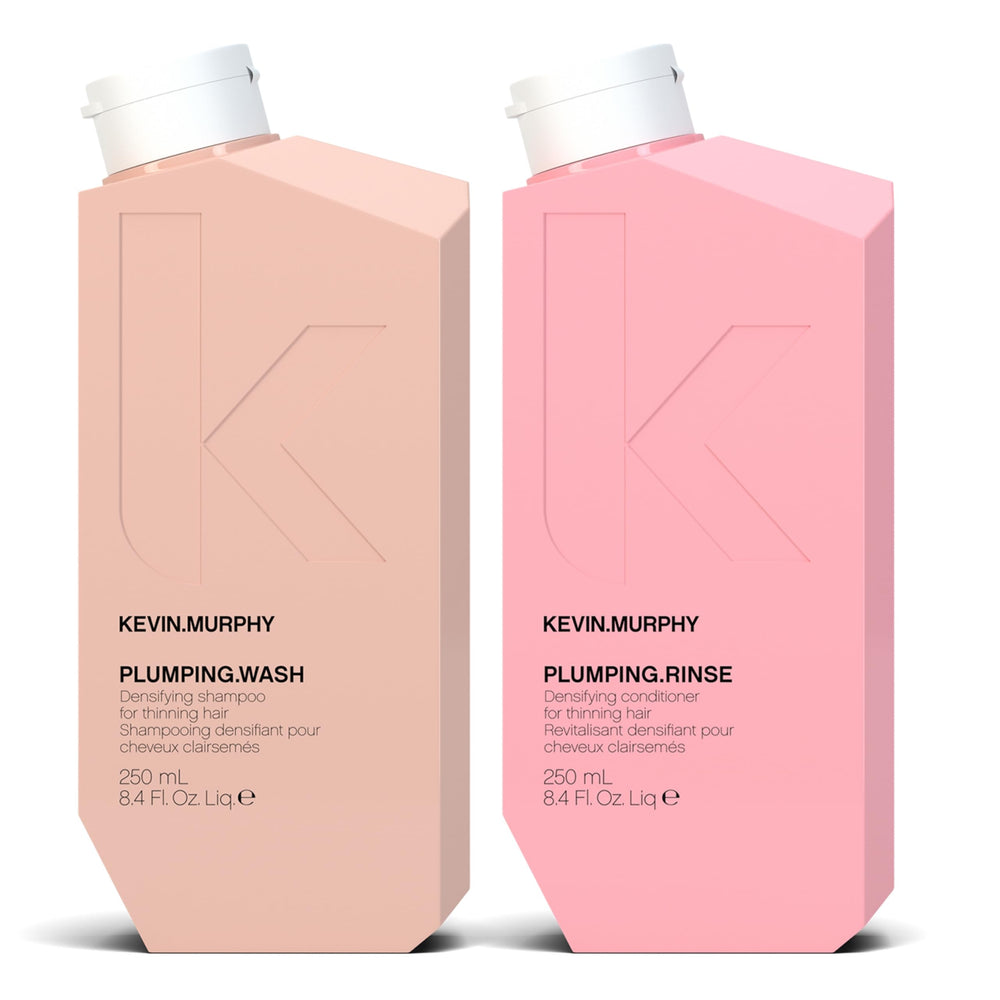 KEVIN.MURPHY PLUMPING.WASH bottle shows a densifying cleanse for thinning hair