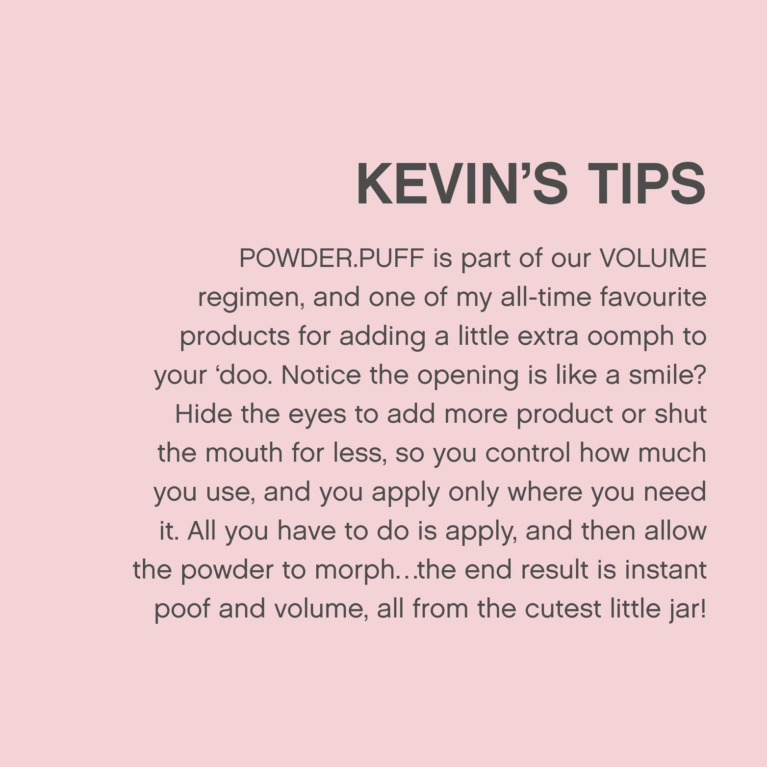 Kevin Murphy Powder Puff cruelty-free packaging displayed, aligning with eco-friendly styling.