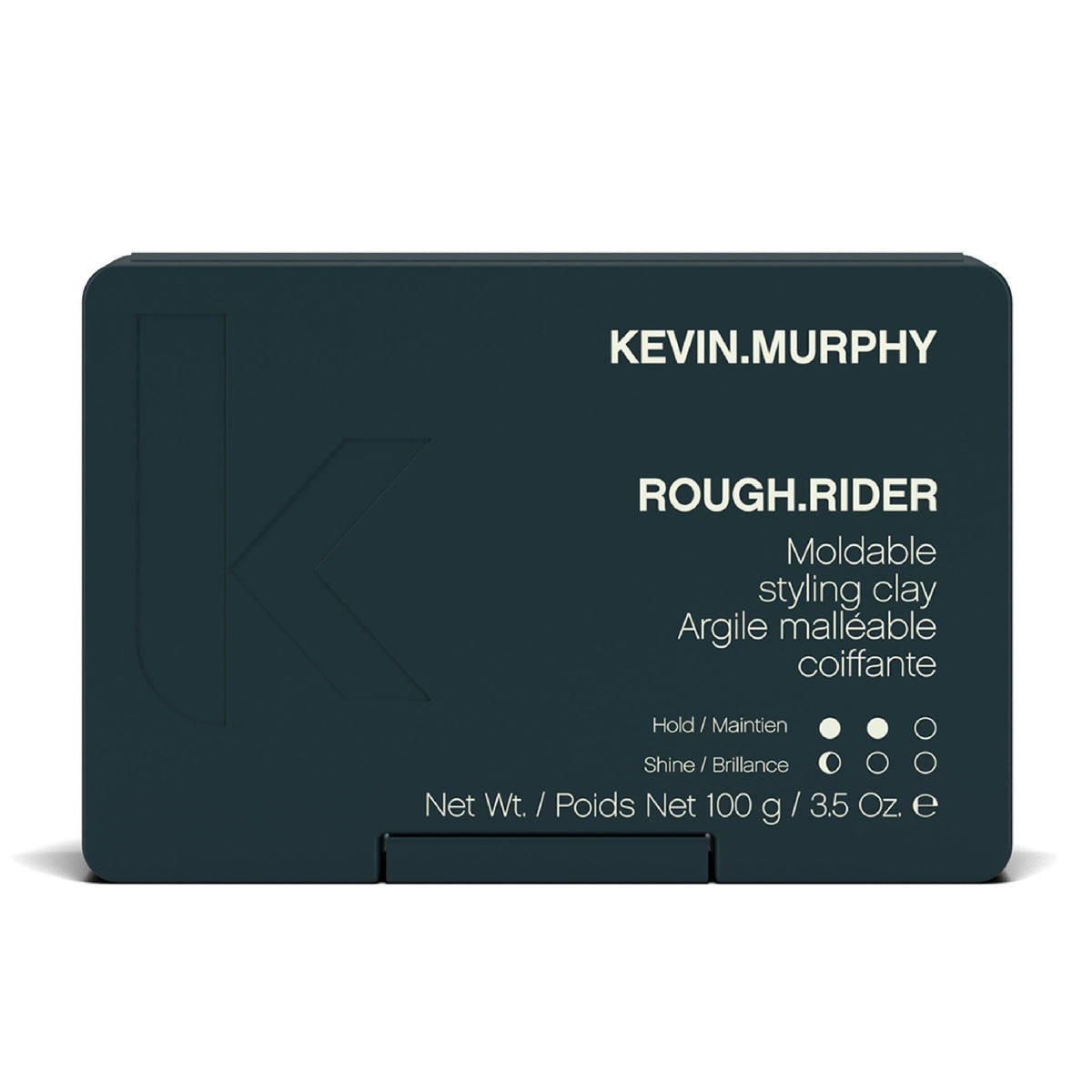 Kevin.Murphy Rough.Rider clay offers strong hold for matte, defined styles.