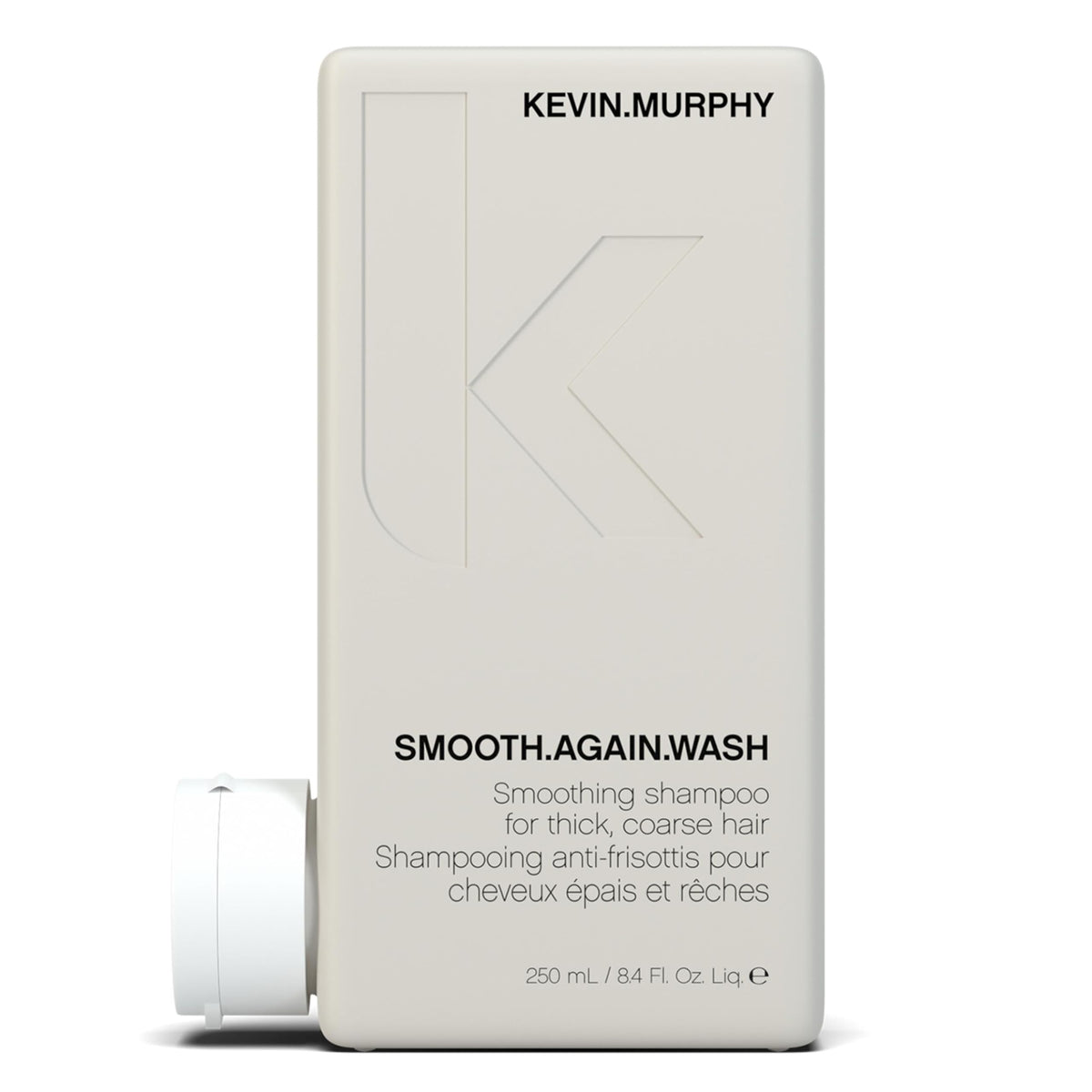 KEVIN.MURPHY SMOOTH.AGAIN WASH bottle front shows hydrating formula for smoother hair