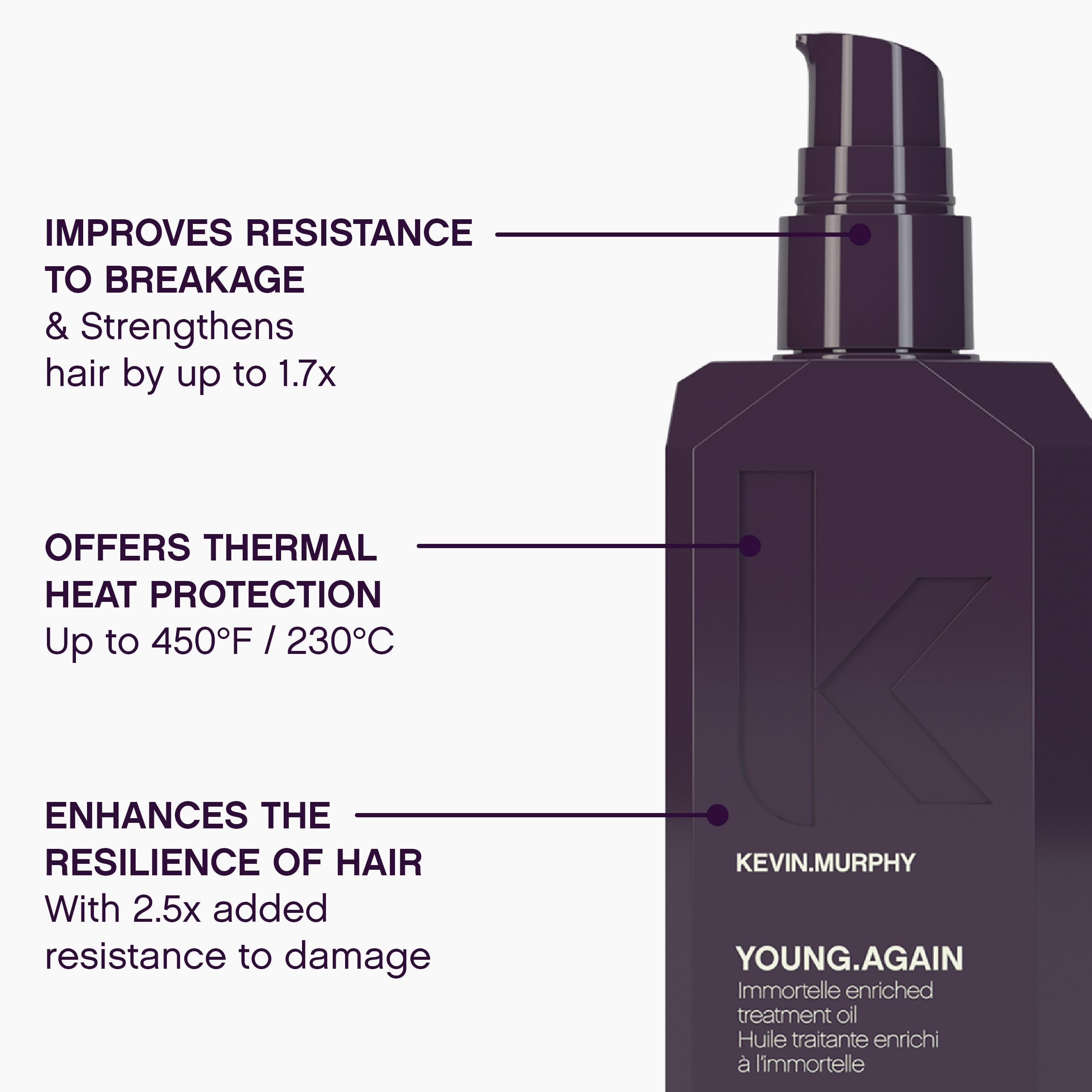 Kevin Murphy Young Again hair strand focus demonstrates elasticity and bounce.