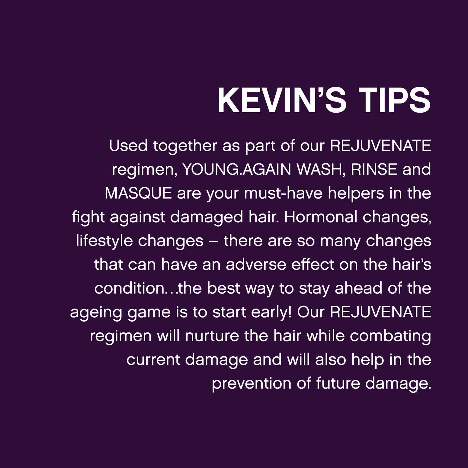 KEVIN.MURPHY YOUNG.AGAIN.RINSE cruelty-free symbol reinforcing ethical hair care