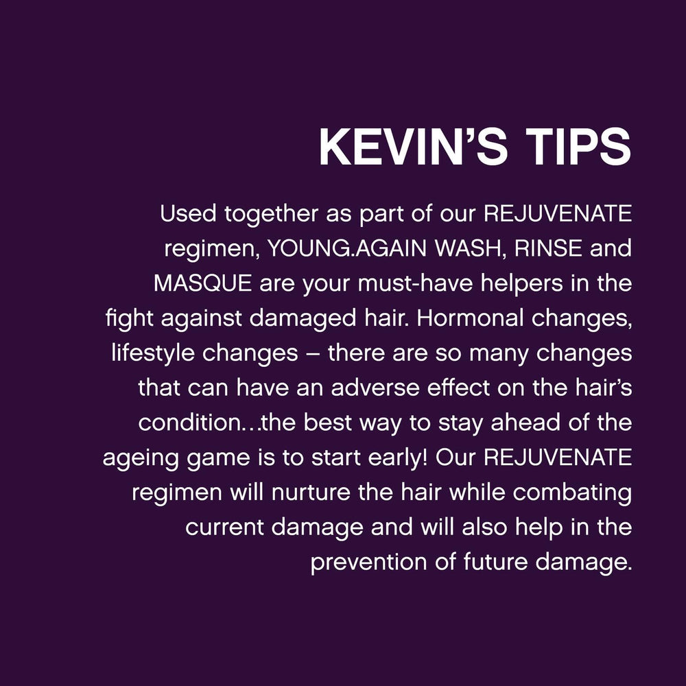 KEVIN.MURPHY YOUNG.AGAIN.RINSE cruelty-free symbol reinforcing ethical hair care