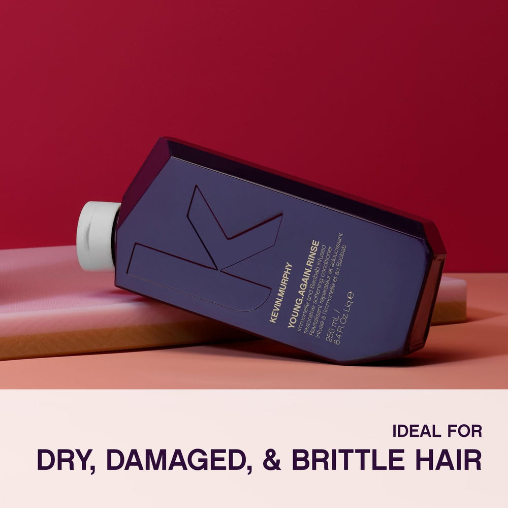 KEVIN.MURPHY YOUNG.AGAIN.RINSE texture closeup shows creamy, easy-to-distribute formula
