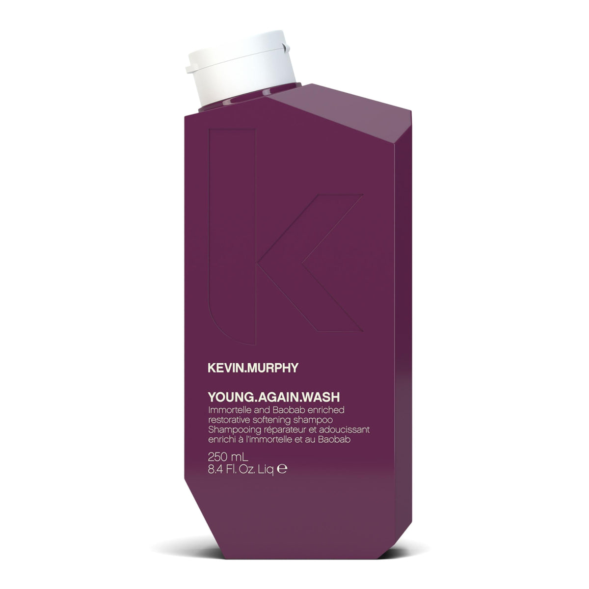 KEVIN.MURPHY Young.Again.WASH bottle close-up highlighting hydrating anti-ageing formula