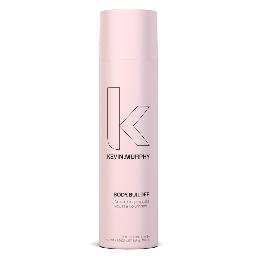 KEVIN.MURPHY BODY.BUILDER bottle front shows weightless lift for all hair types.